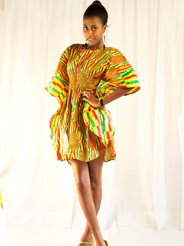 Kente-Print-Bat-Wing-Dress-Clothing-For-sale-at-All-Ghana
